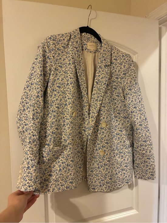 Sezane Jackets & Blazers - Sezane Blue Floral Double-Breasted Blazer Jacket